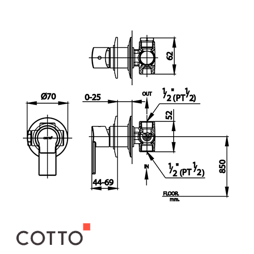 Lever Handle Concealed Stop Valve - Image 2
